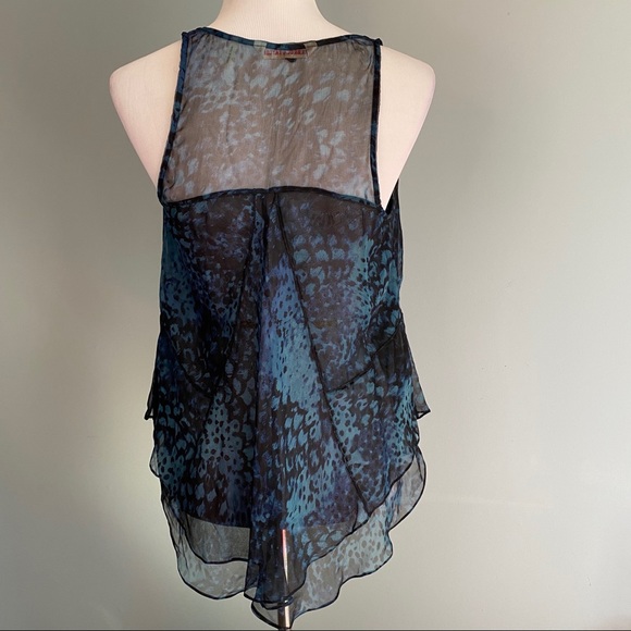 Rebecca Taylor animal print silk ruffled tank - Picture 2 of 11